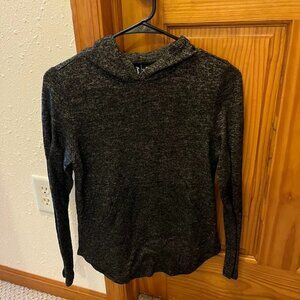 Free for All Knit Hoodie Sweater , XS, Heathered Black
